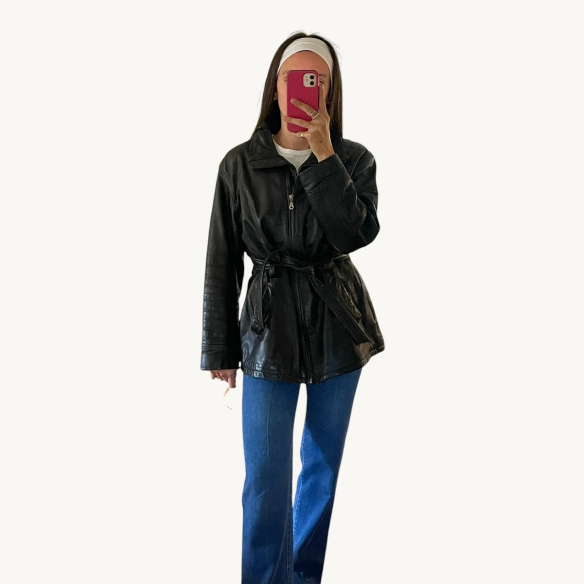 Vintage Leather Tie Jacket