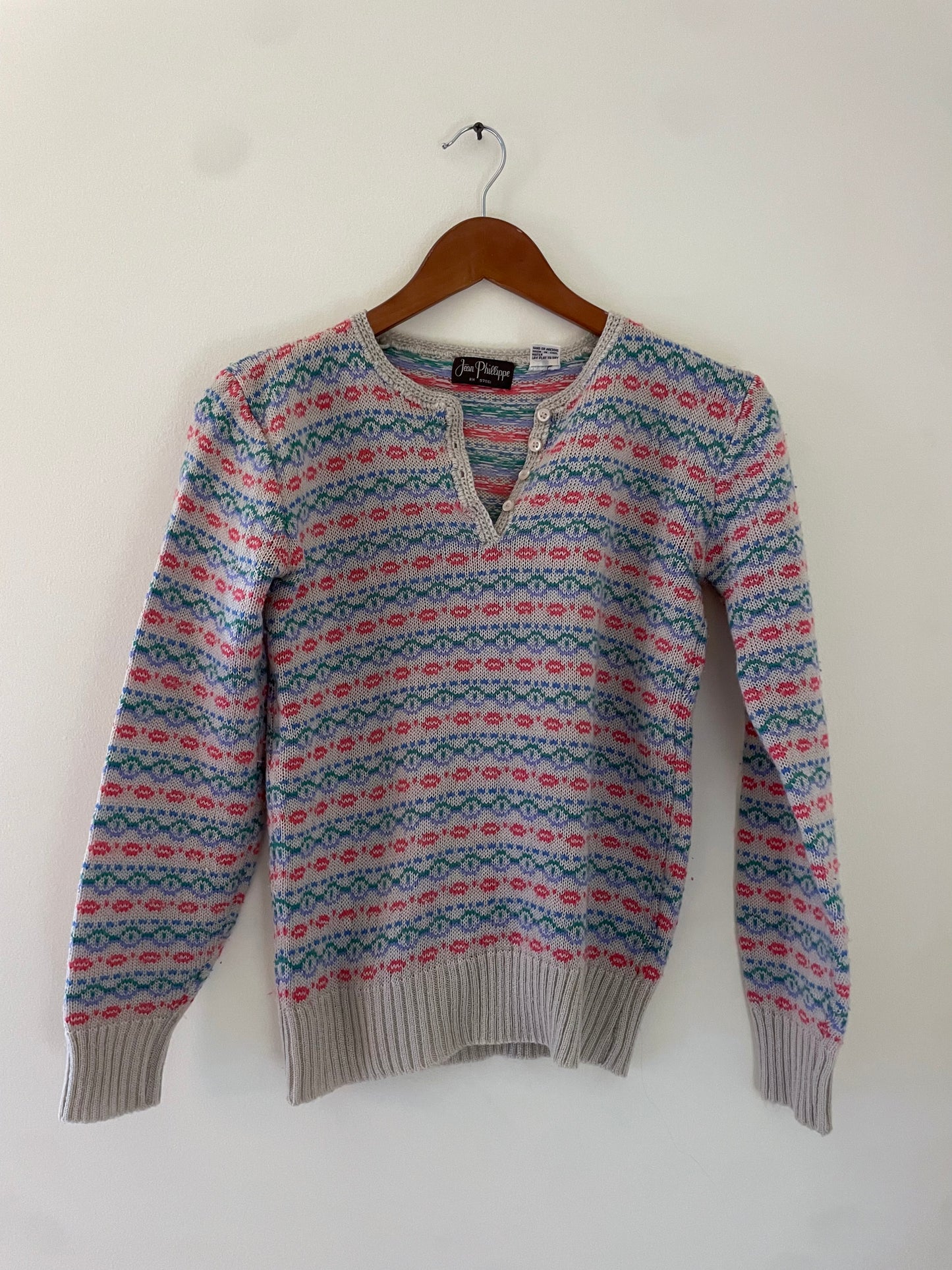 Vintage Fair Isle Henley Sweater