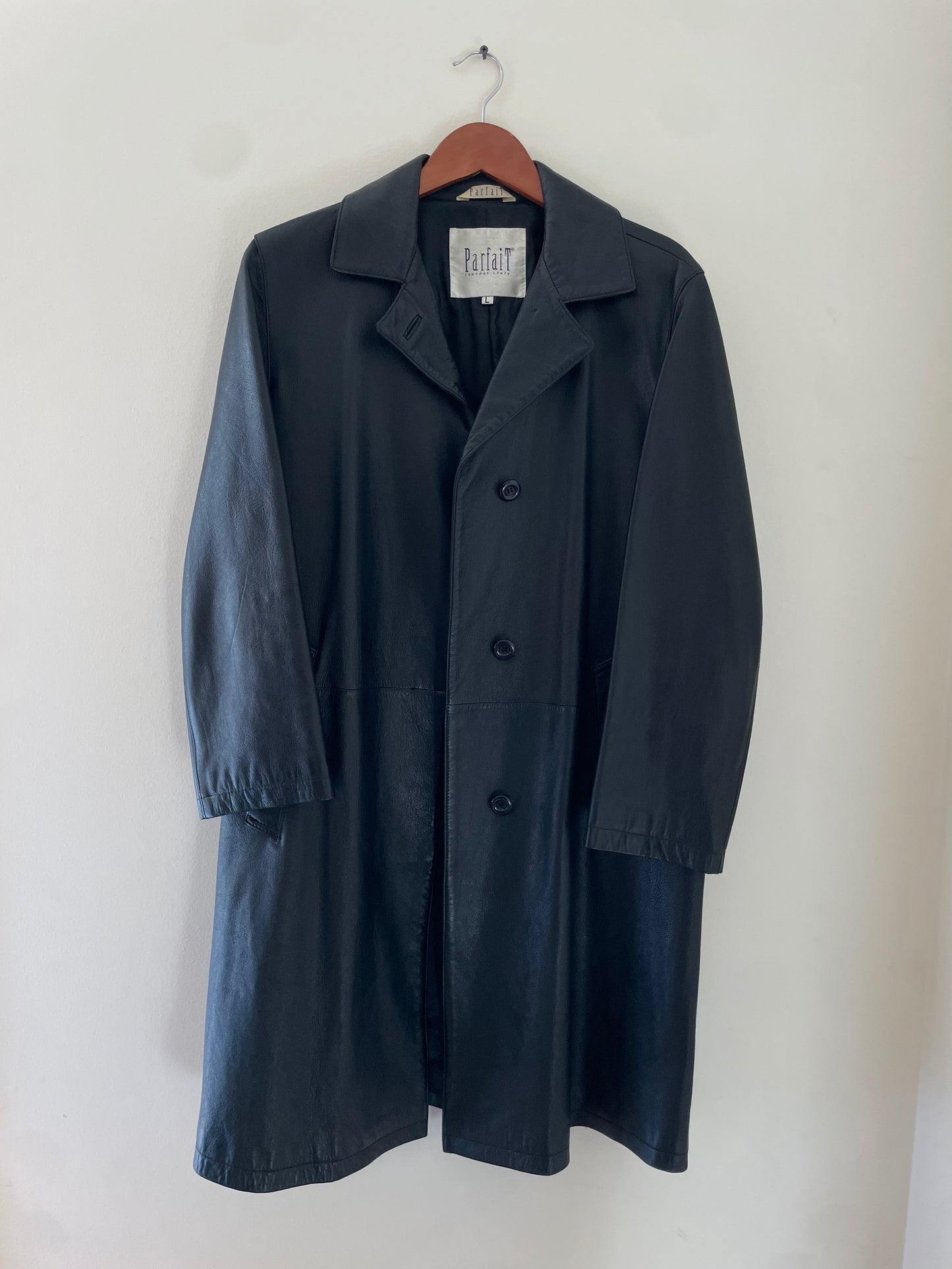 Vintage Black Leather Trench