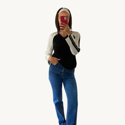 Vintage Contrast Sleeve Cotton Tee
