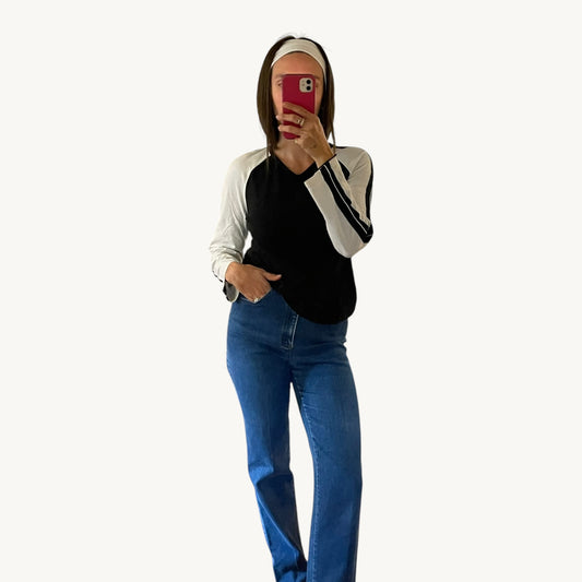 Vintage Contrast Sleeve Cotton Tee