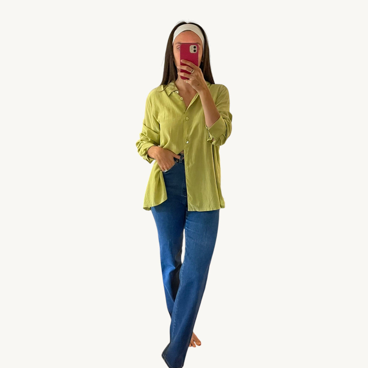 Vintage Green Silk Top