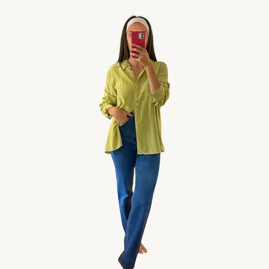 Vintage Green Silk Top